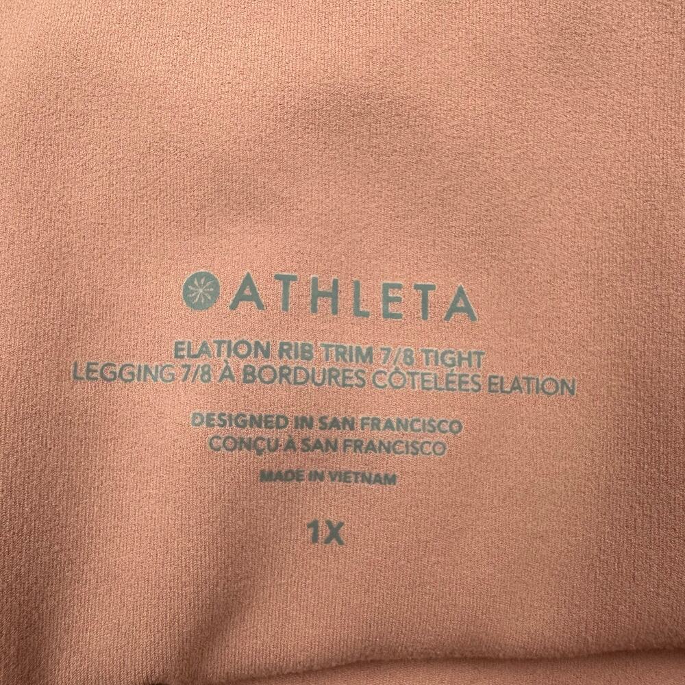 Athleta Leggings Womens 1X Pink Elation Rib Trim 7/8 Tight Workout Comfort Gym - Picture 7 of 14